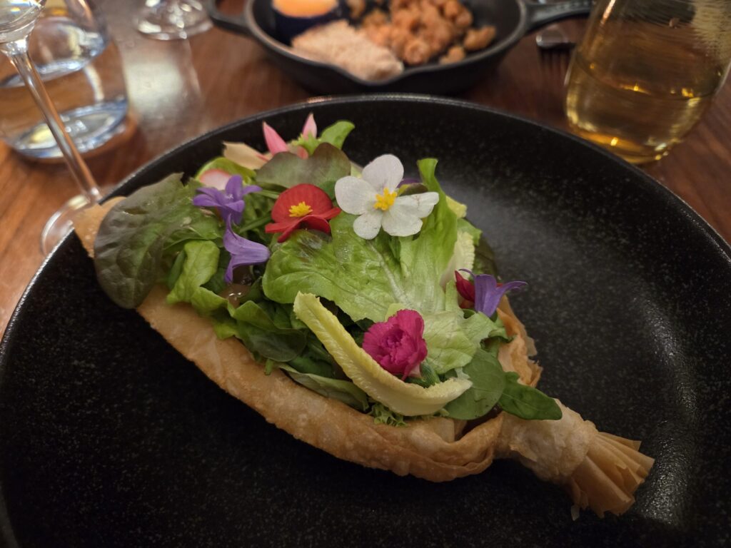 Salad with editable flowers